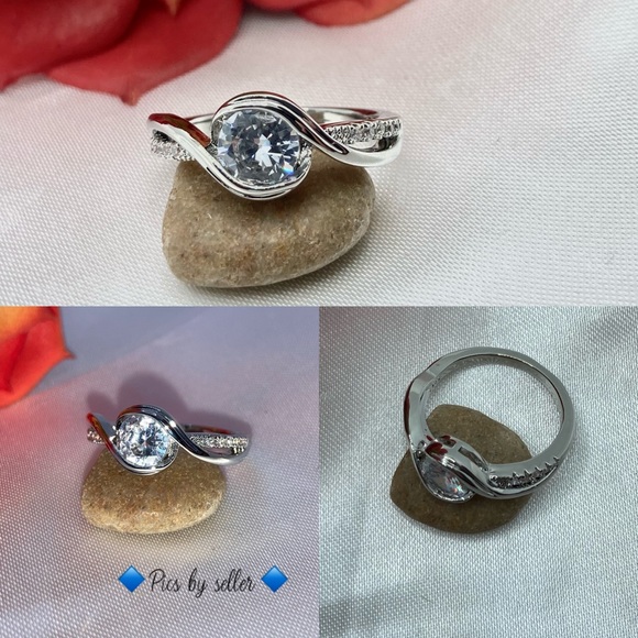 0.5ct White Sapphire 925 Stamped Silver Fancy Engagement Ring - Picture 3 of 5